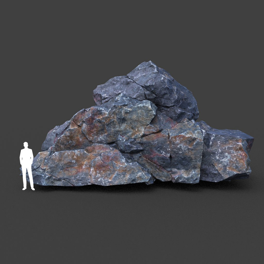 Low poly Ultra HD Sharp Cliff Modular Rock 220405 Low-poly 3D model_7