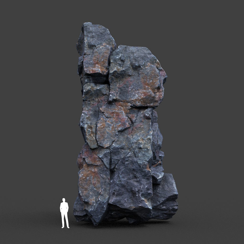 Low poly Ultra HD Sharp Cliff Modular Rock 220405 Low-poly 3D model_19
