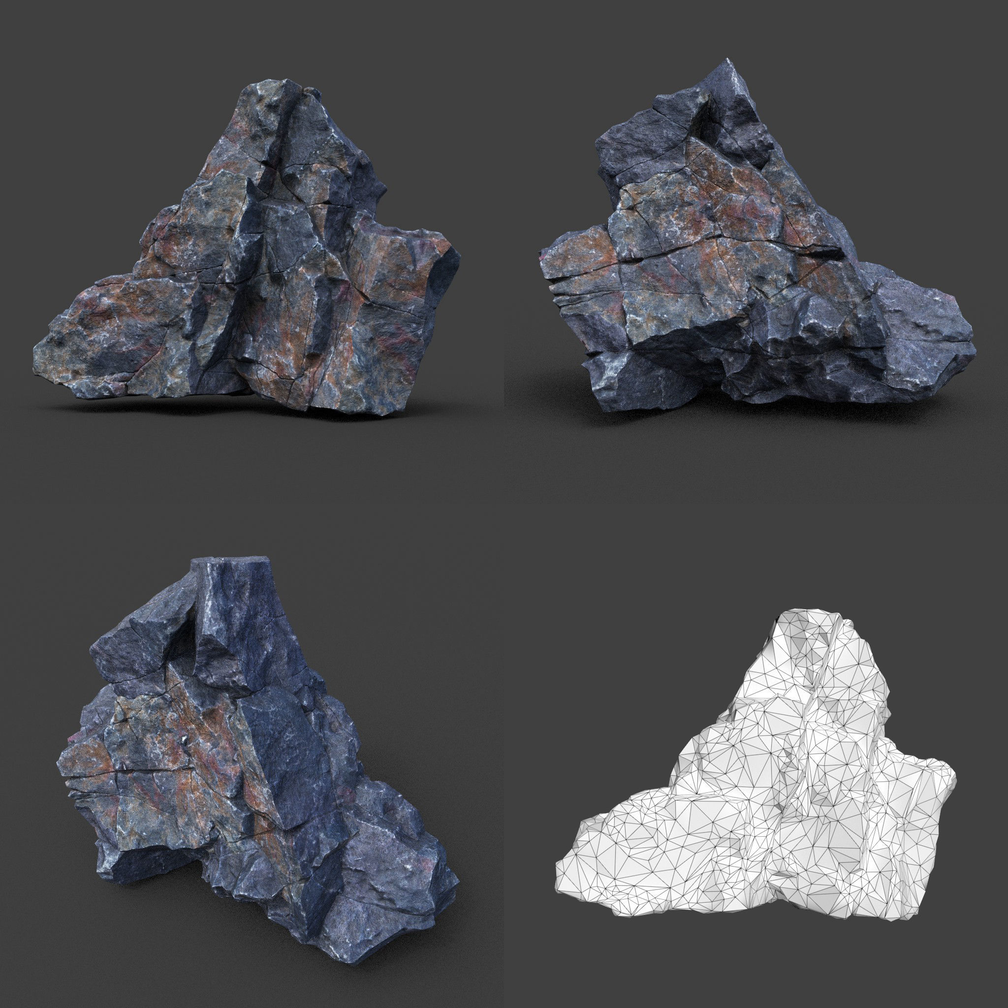 Low poly Ultra HD Sharp Cliff Modular Rock 220405 Low-poly 3D model_16