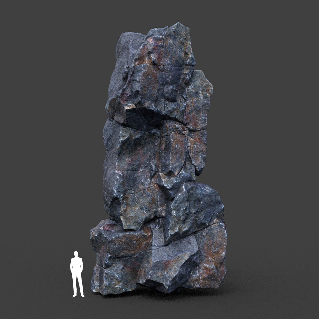 Low poly Ultra HD Sharp Cliff Modular Rock 220405 Low-poly 3D model_17