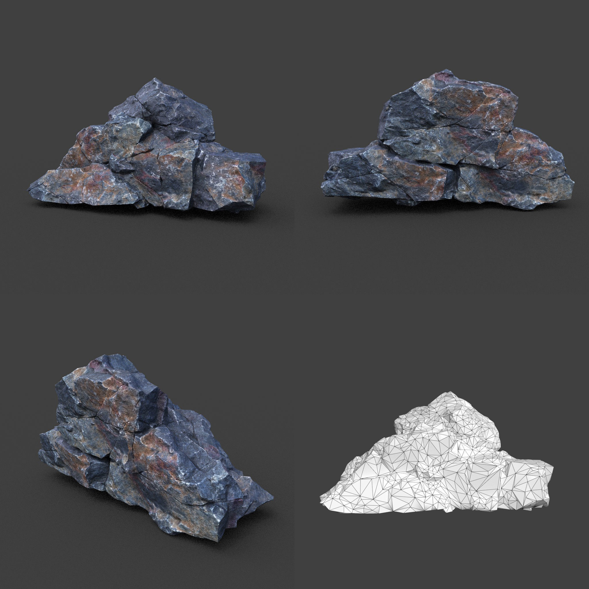 Low poly Ultra HD Sharp Cliff Modular Rock 220405 Low-poly 3D model_8