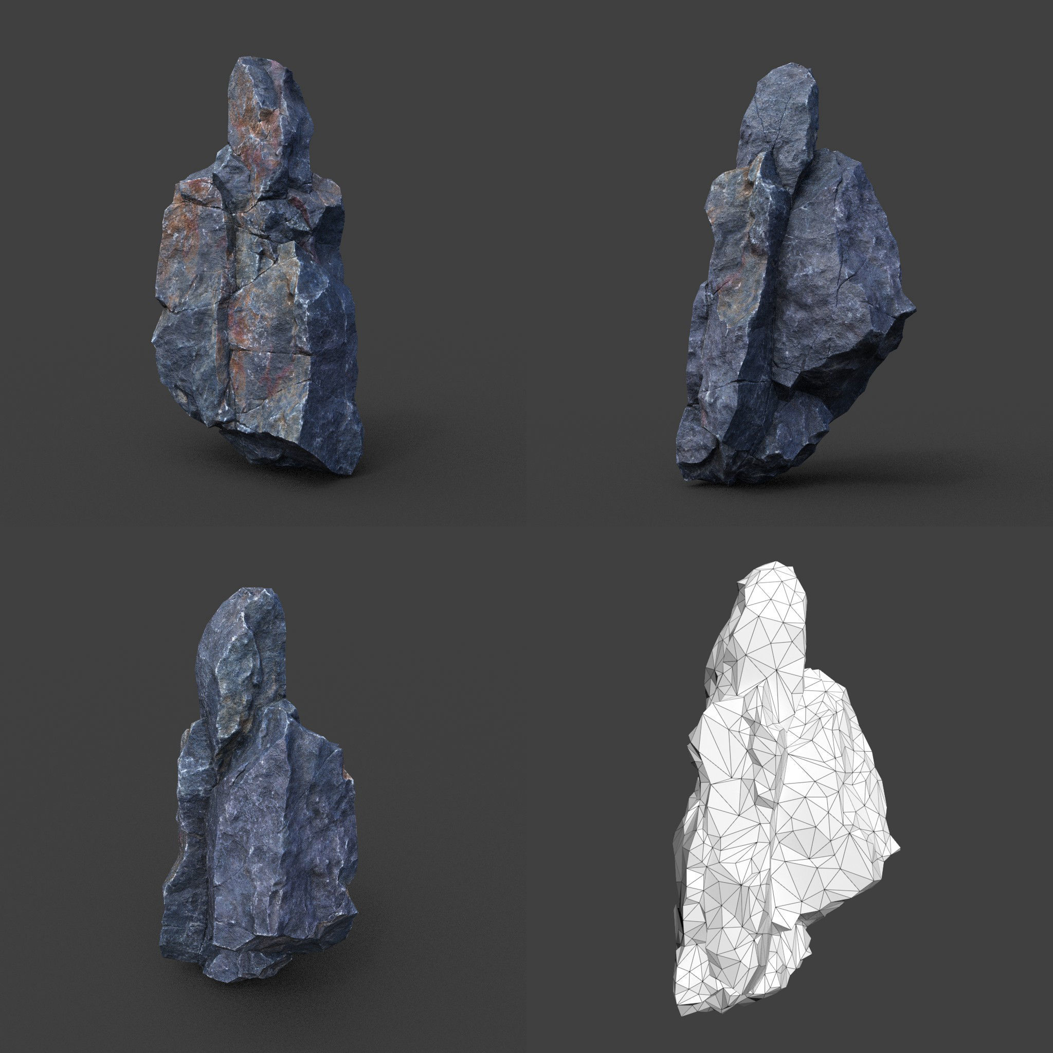 Low poly Ultra HD Sharp Cliff Modular Rock 220405 Low-poly 3D model_2