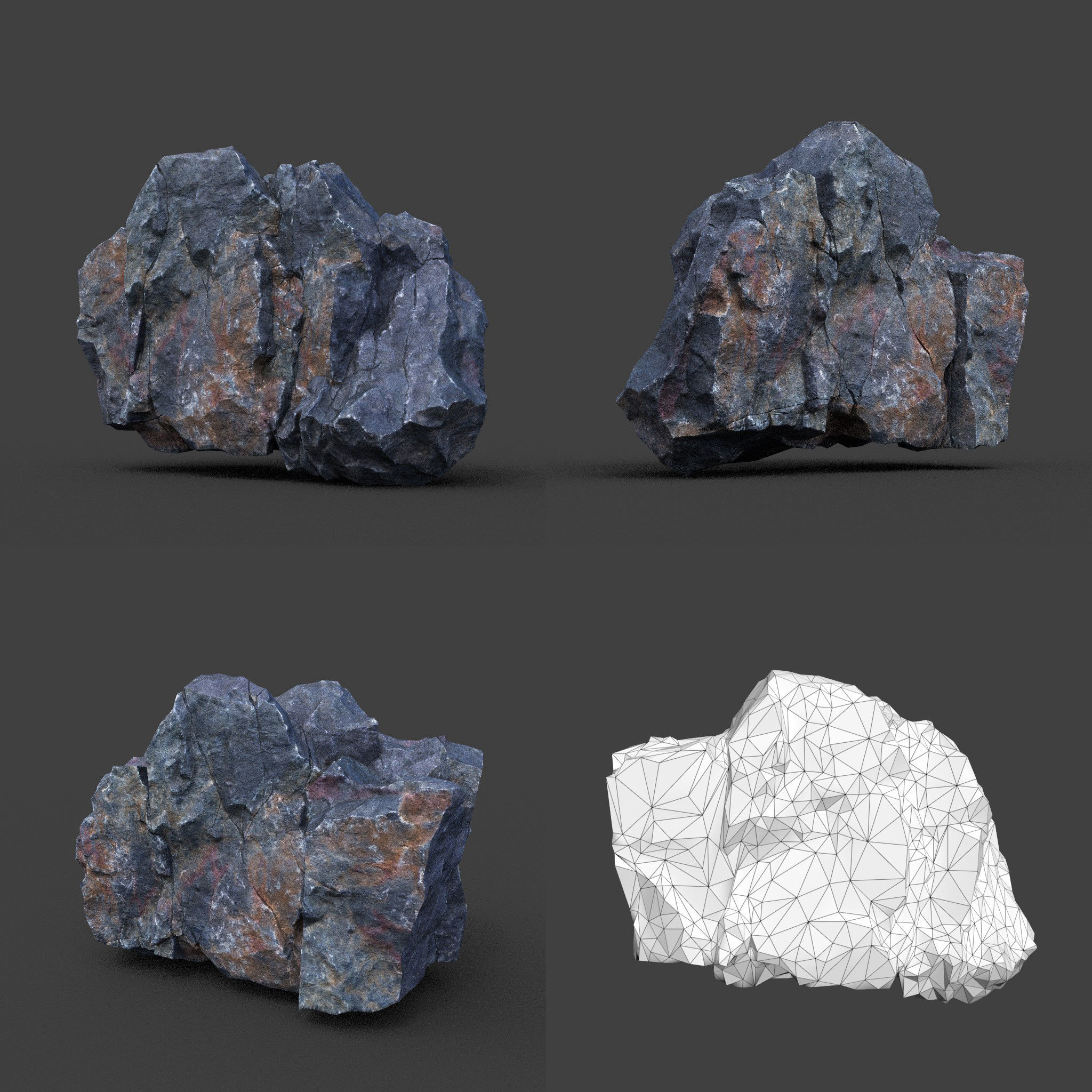 Low poly Ultra HD Sharp Cliff Modular Rock 220405 Low-poly 3D model_4