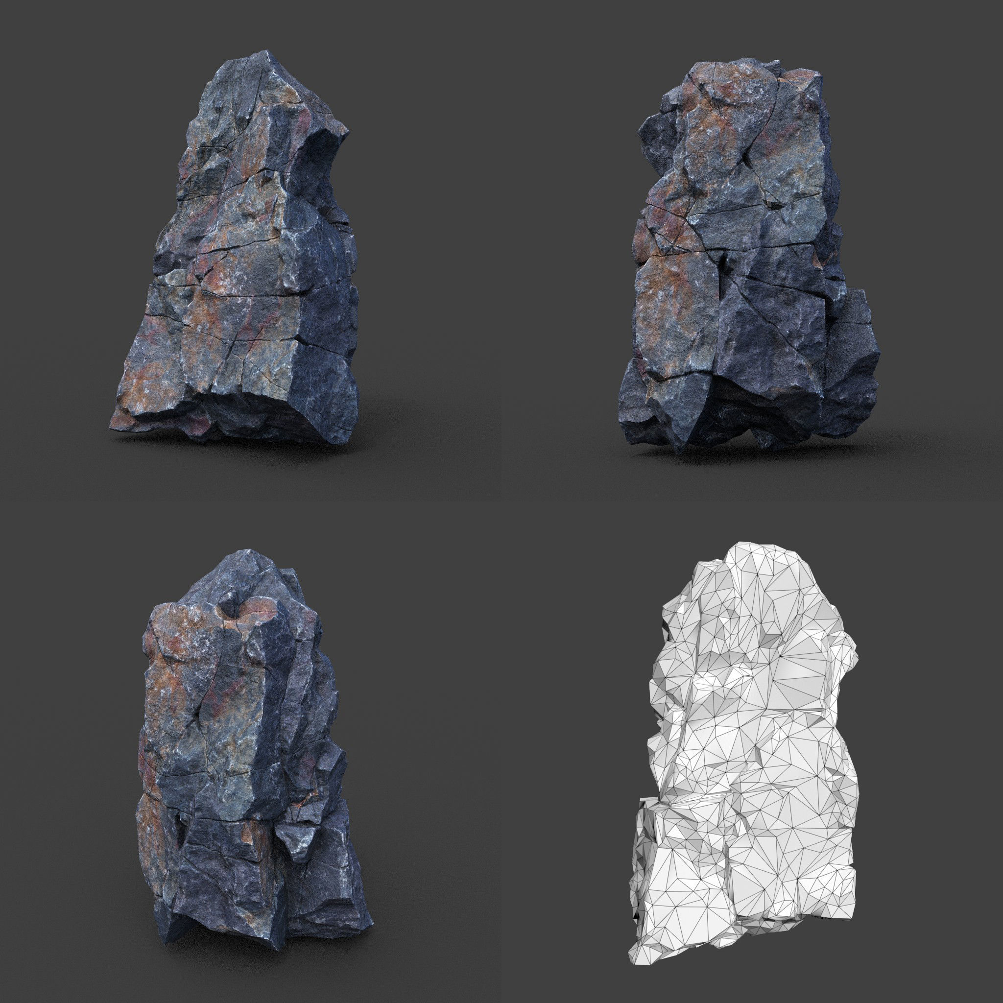 Low poly Ultra HD Sharp Cliff Modular Rock 220405 Low-poly 3D model_14