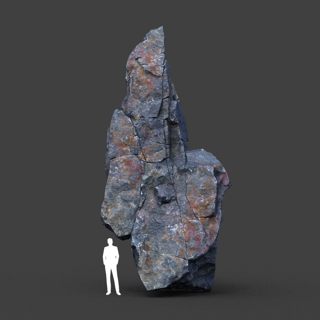Low poly Ultra HD Sharp Cliff Modular Rock 220405 Low-poly 3D model_5