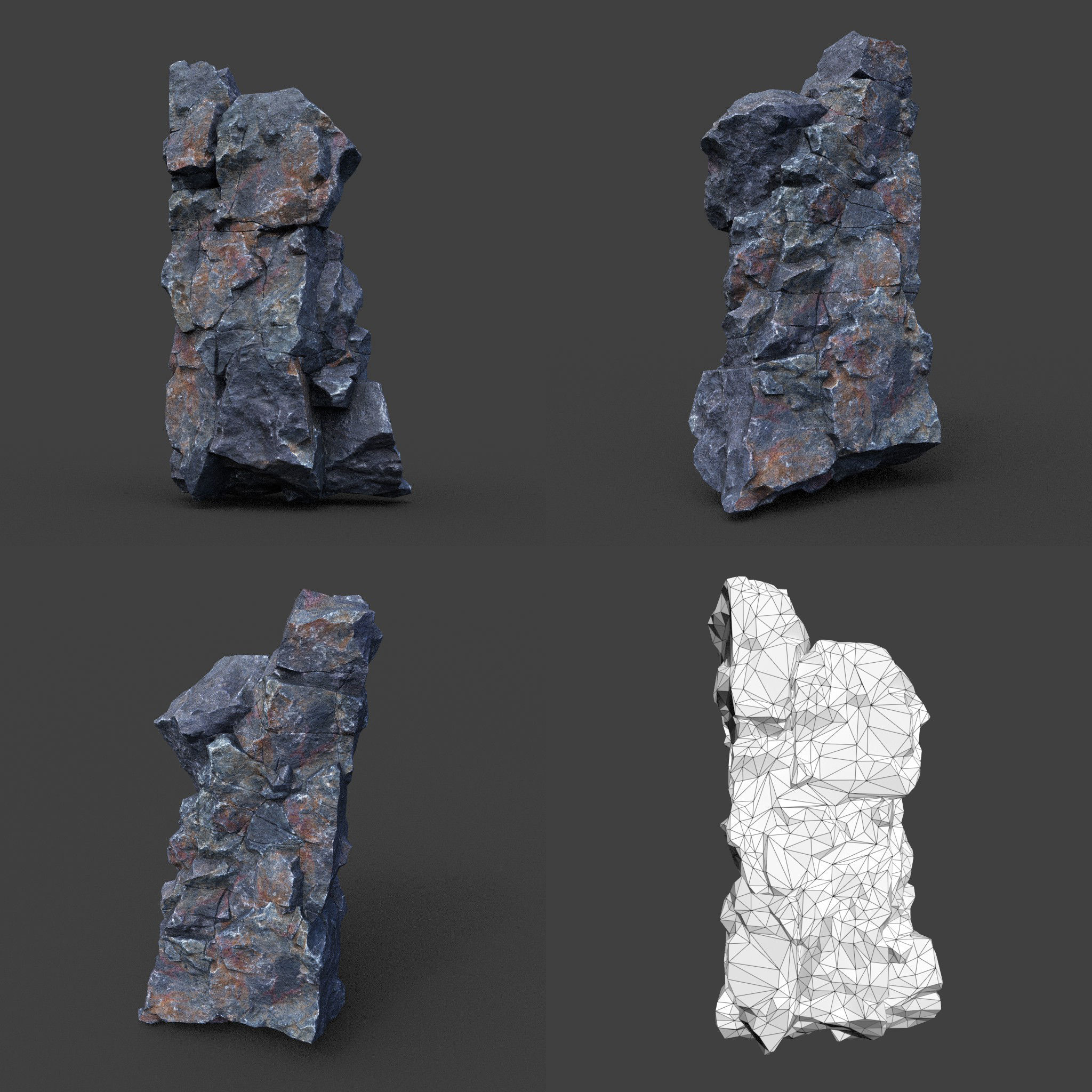 Low poly Ultra HD Sharp Cliff Modular Rock 220405 Low-poly 3D model_20