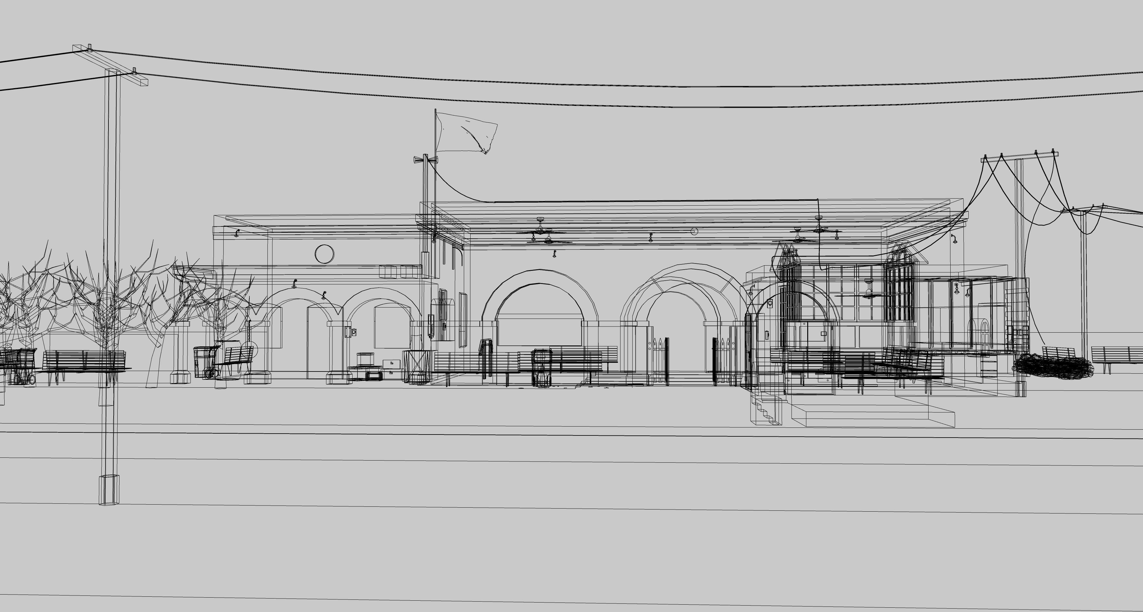 Railway Station Low-poly 3D model_2