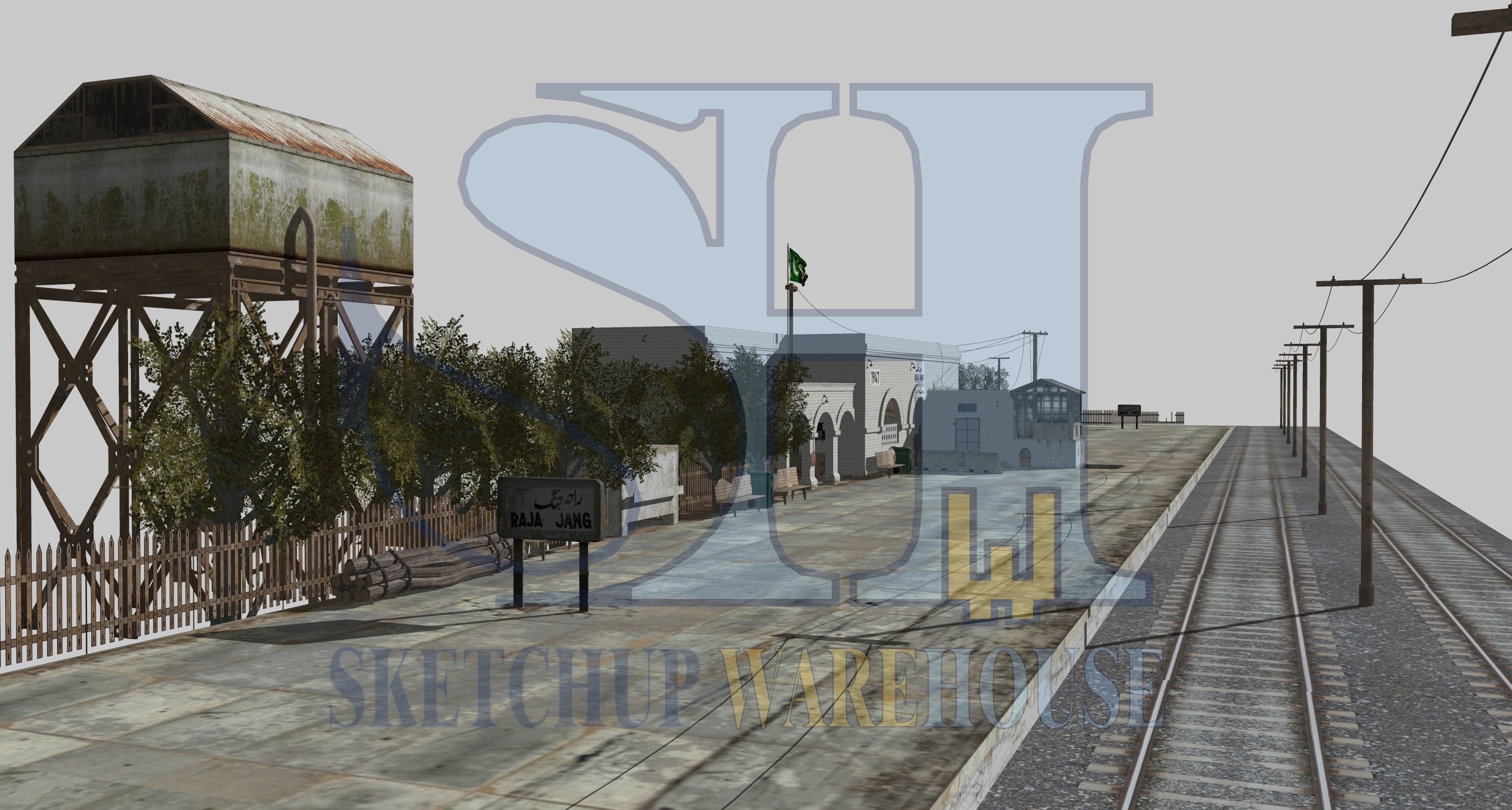 Railway Station Low-poly 3D model_16