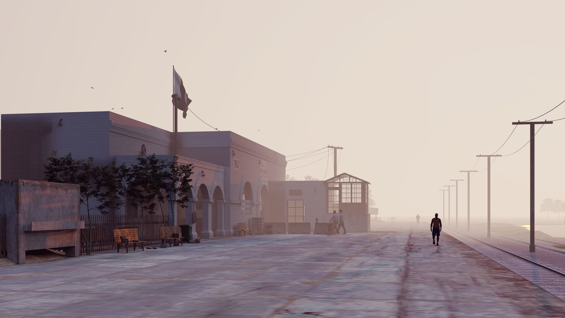 Railway Station Low-poly 3D model_5