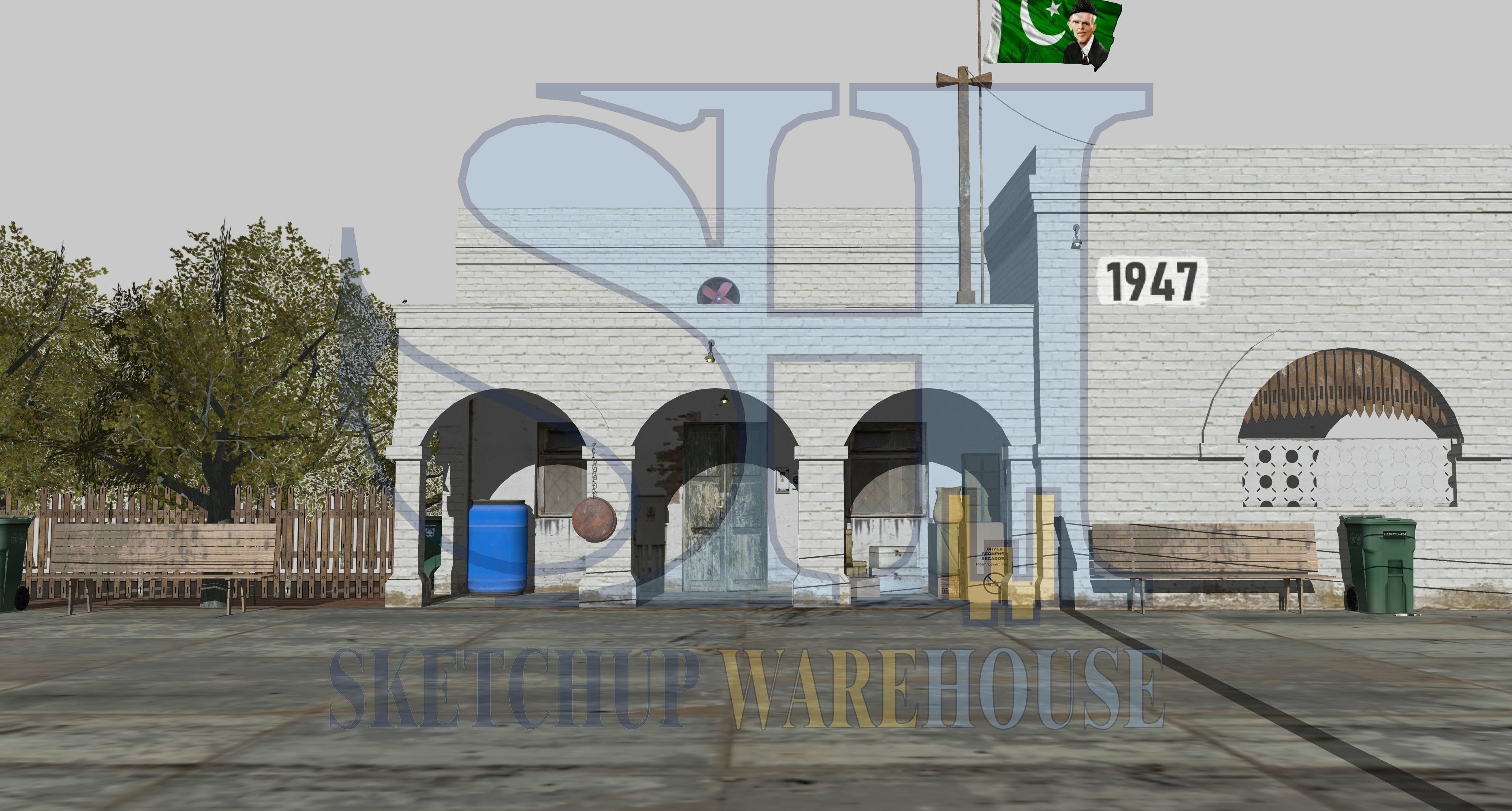 Railway Station Low-poly 3D model_17