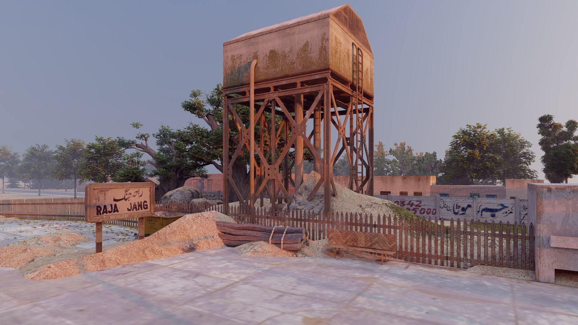 Railway Station Low-poly 3D model_8