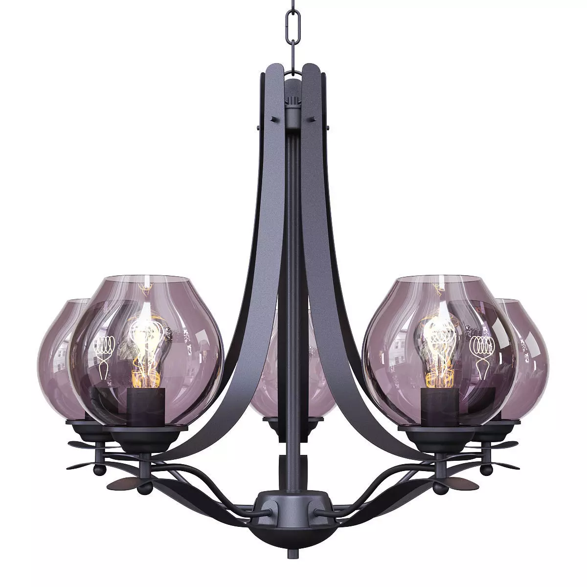 Modern Bud Pendant Light Grey Glass 5 Heads Low-poly 3D model