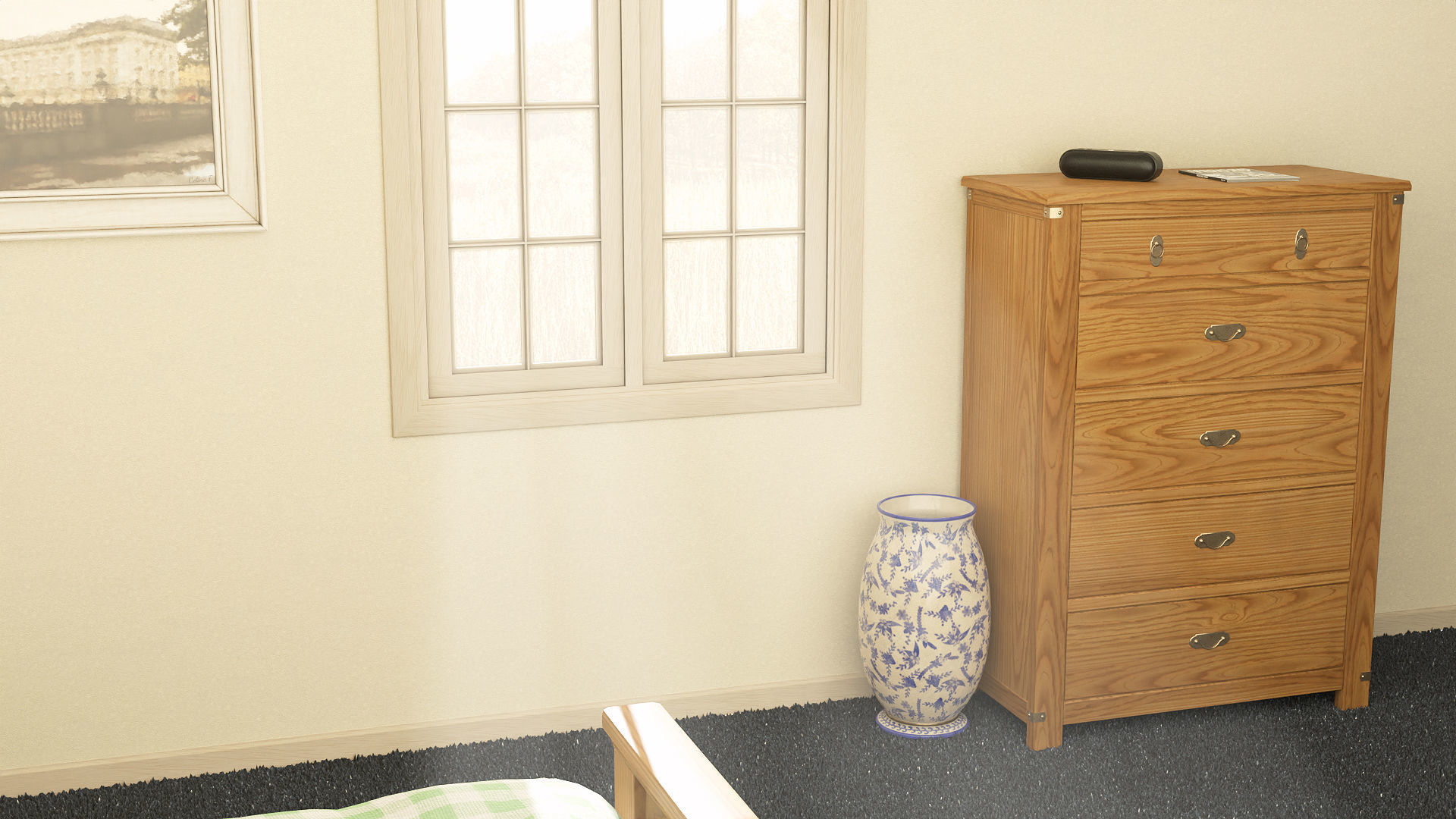 Light Bedroom Set Low-poly 3D model_5