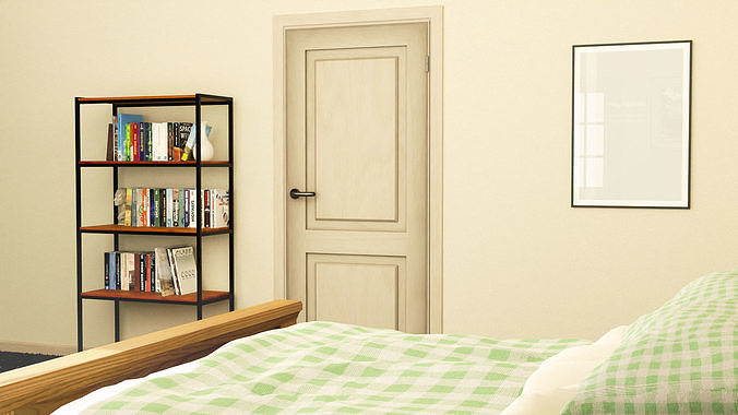 Light Bedroom Set Low-poly 3D model 4