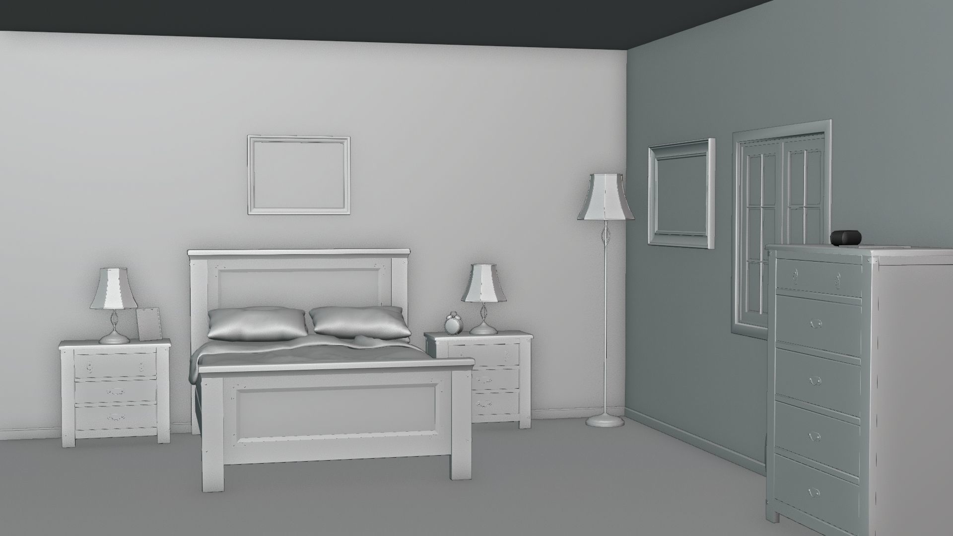 Light Bedroom Set Low-poly 3D model_7