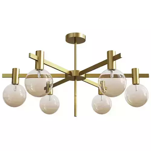 6 Bulb Brass Hanging Lamp Kit with Radial Design