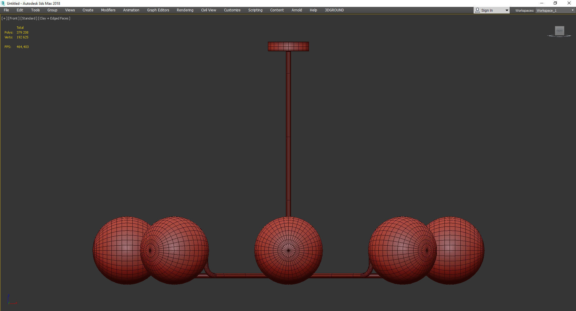8 Head Brass and Black Chandelier with Radial Design Low-poly 3D model_2
