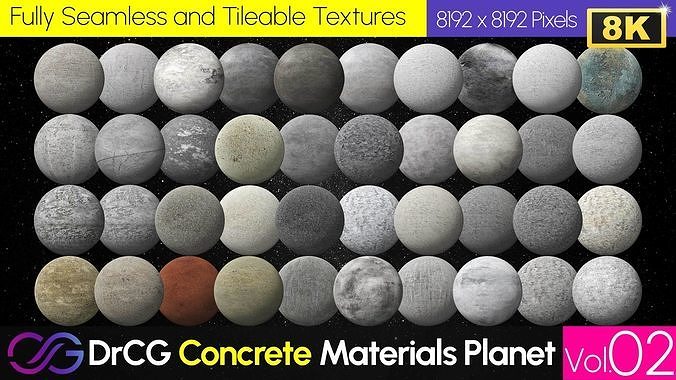 40 PBR Concrete Material 8K  Concrete Planet Vol 02 Texture