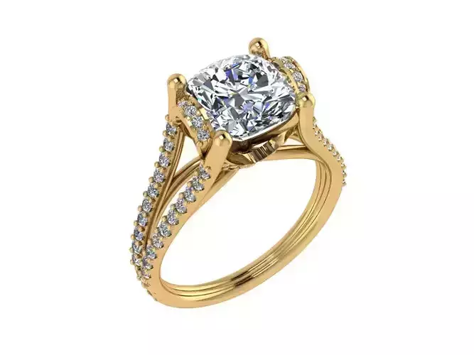 Ring040 cushion cut diamond engagement ring gold