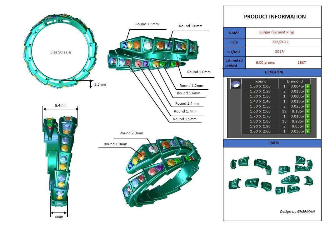 Serpenti Bulgari Ring 3D print model_8