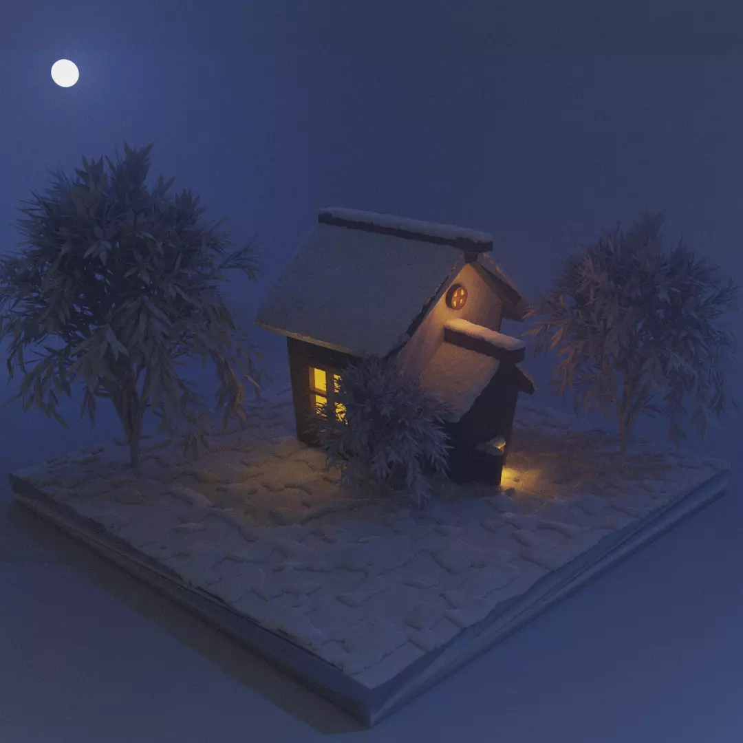 Winter hut Stylized Free 3D model_0