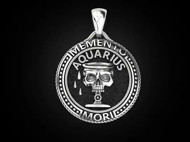 Zodiac skull pendant Aquarius 3D print model
