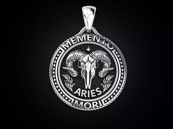 Zodiac skull pendant Aries 3D print model