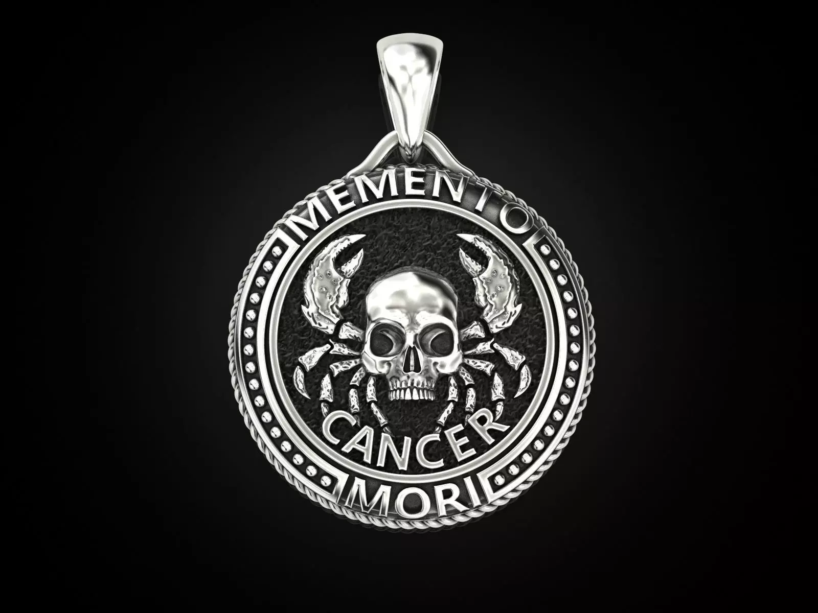 Zodiac skull pendant Cancer 3D print model_0