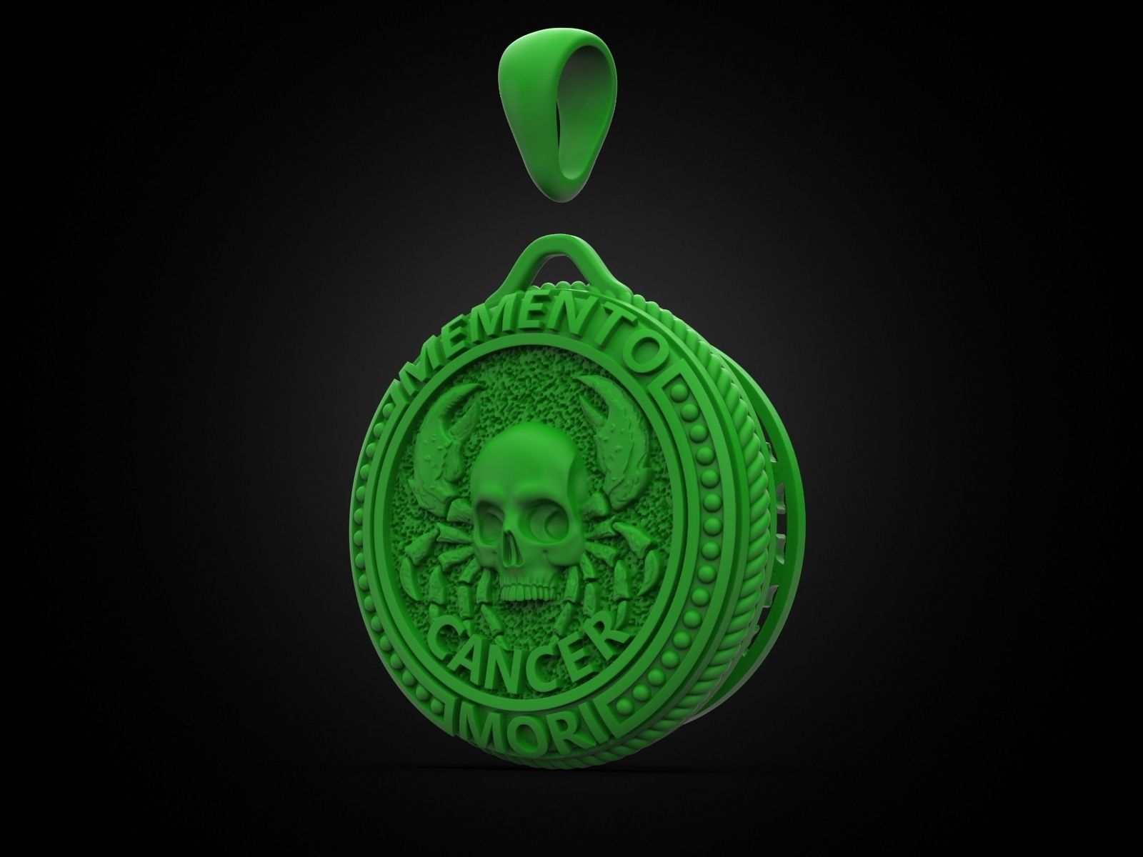 Zodiac skull pendant Cancer 3D print model_3