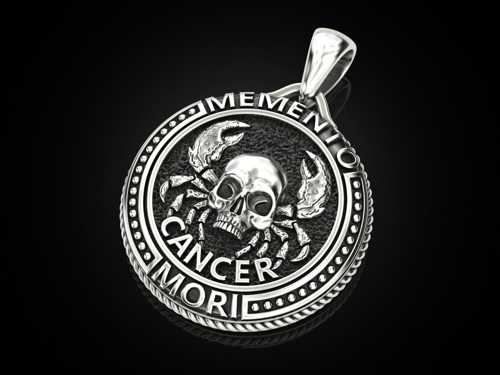 Zodiac skull pendant Cancer 3D print model_1