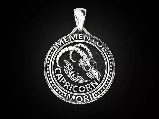 Zodiac skull pendant Capricorn 3D print model