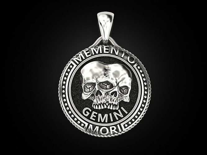 Zodiac skull pendant Gemini 3D print model
