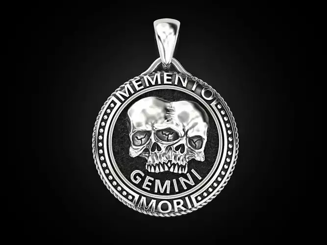 Zodiac skull pendant Gemini 3D print model