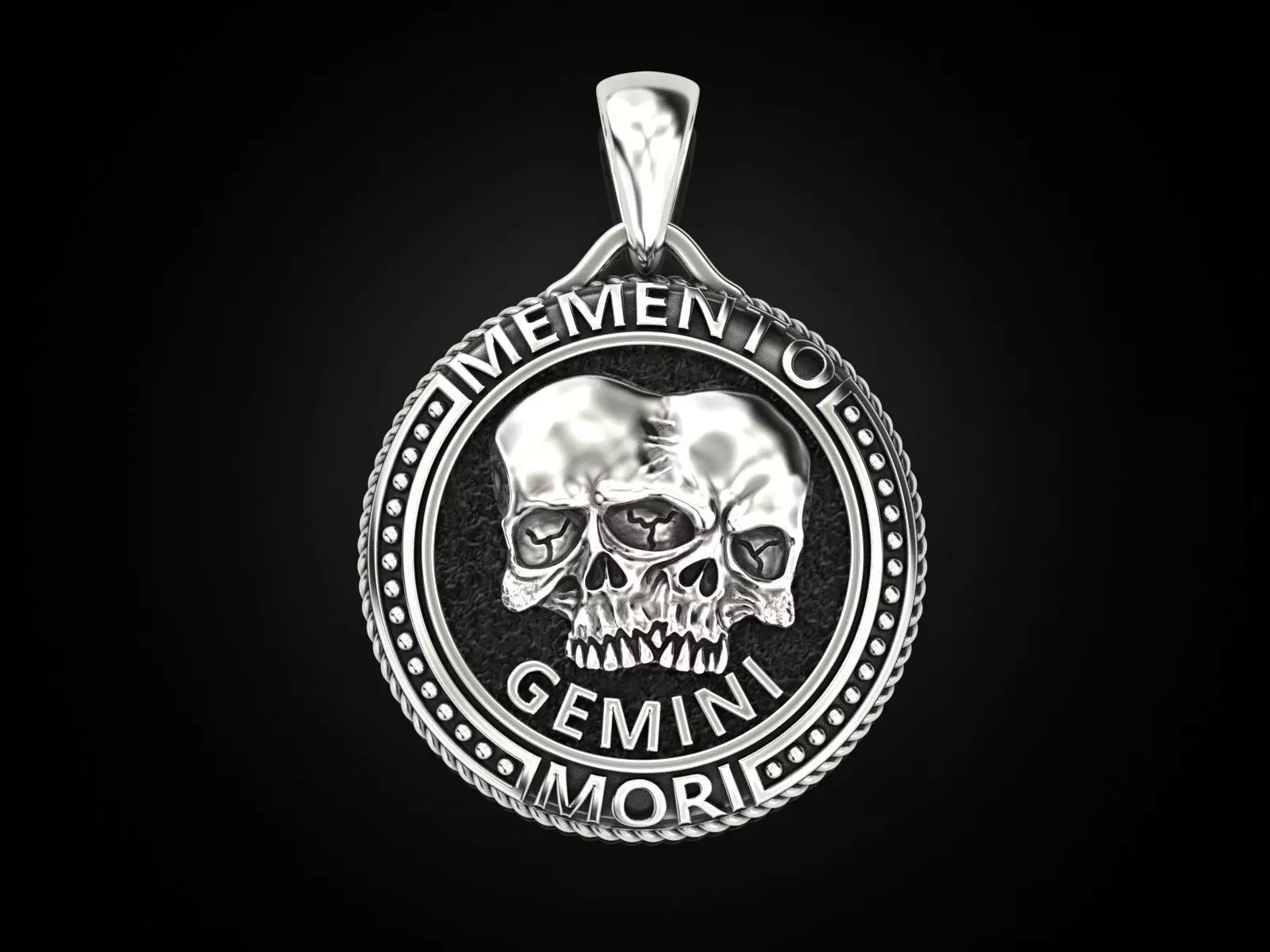 Zodiac skull pendant Gemini 3D print model_0