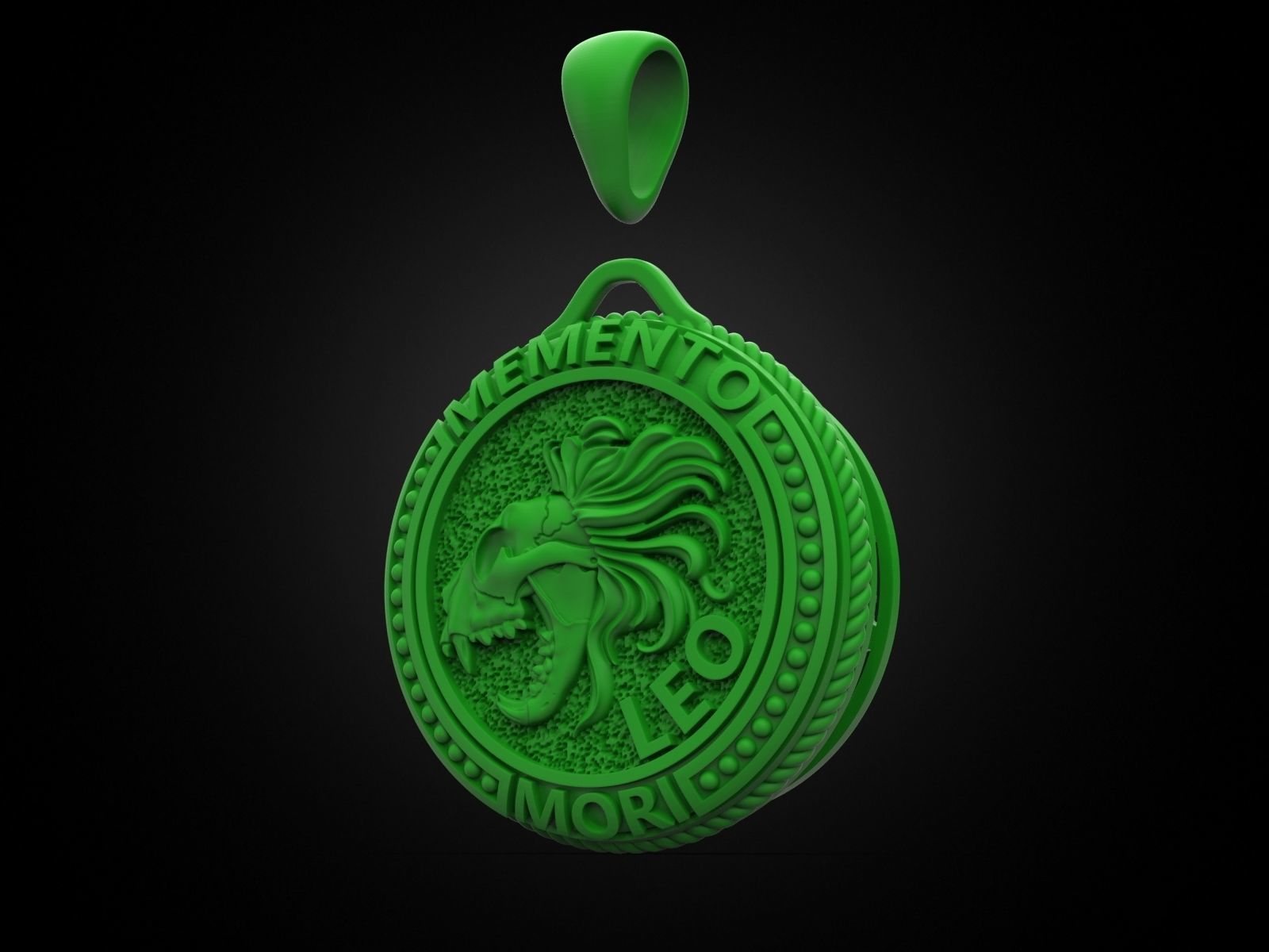 Zodiac skull pendant Leo 3D print model_3