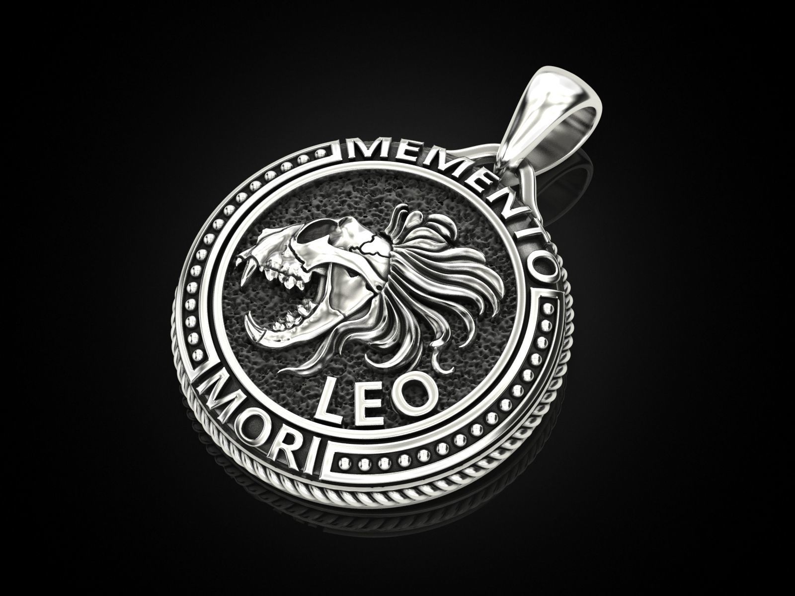 Zodiac skull pendant Leo 3D print model_1