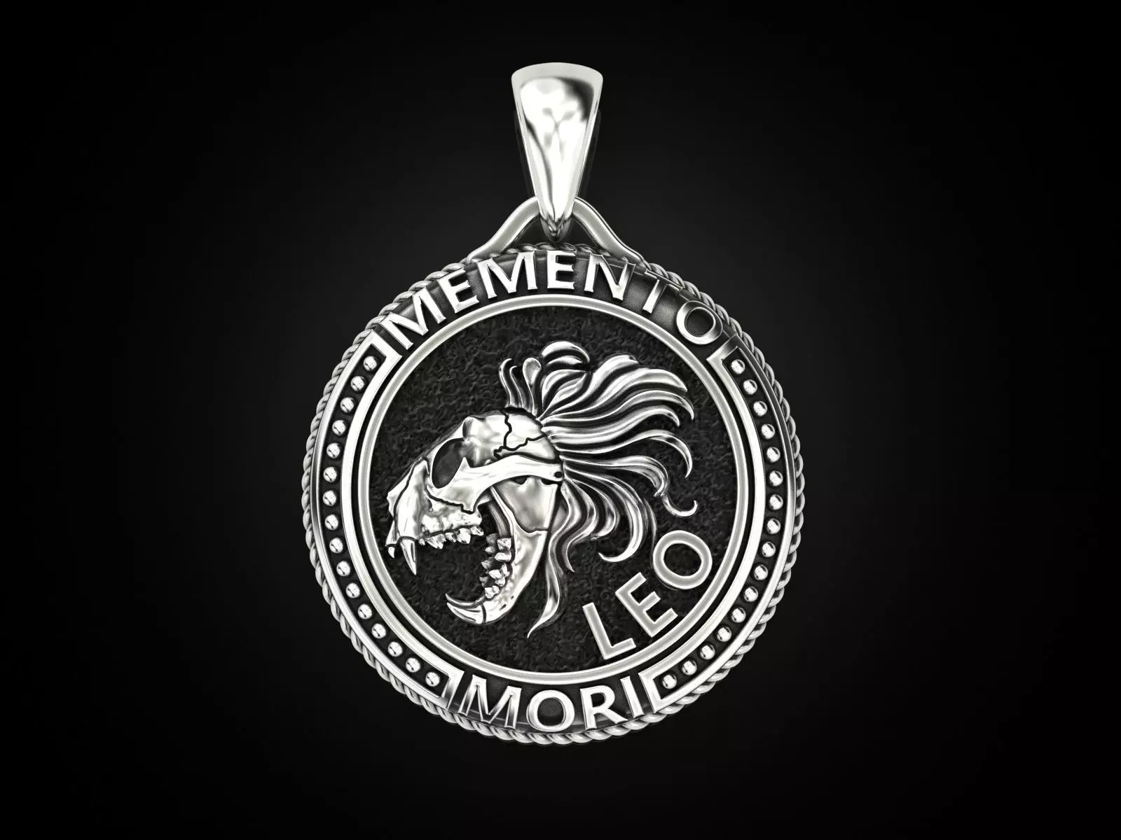 Zodiac skull pendant Leo 3D print model_0
