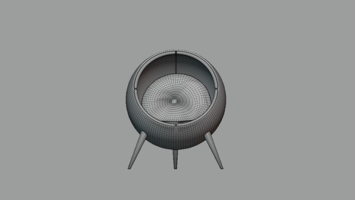 Wooden Ball Chair 3D model_4