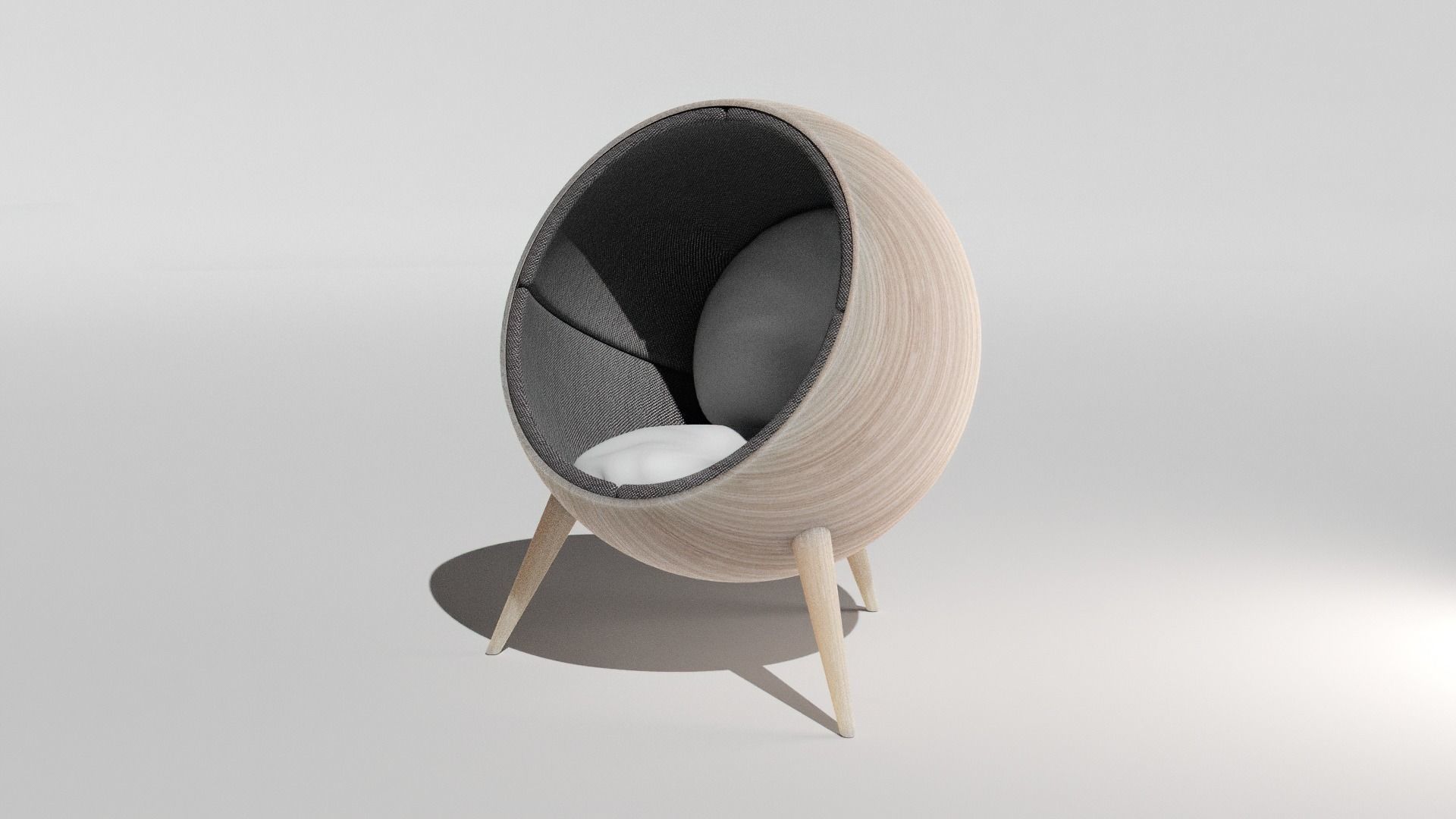 Wooden Ball Chair 3D model_2