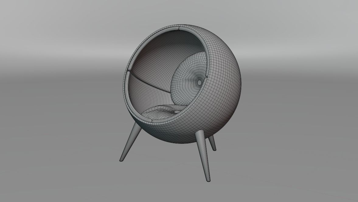 Wooden Ball Chair 3D model_3