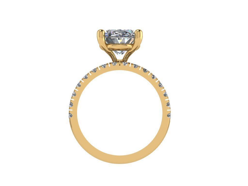 Ring042 oval diamond engagement ring gold 3D print model_2