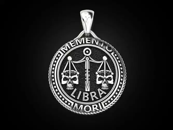 Zodiac skull pendant Libra 3D print model