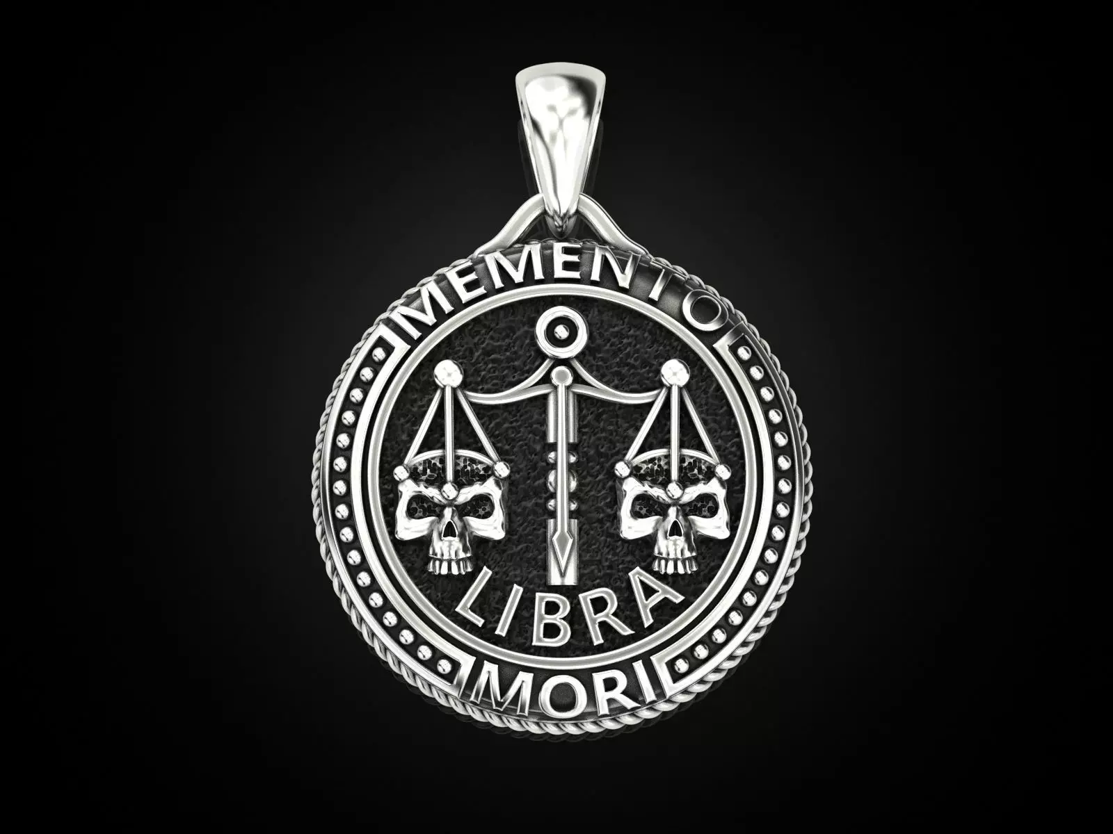 Zodiac skull pendant Libra 3D print model_0