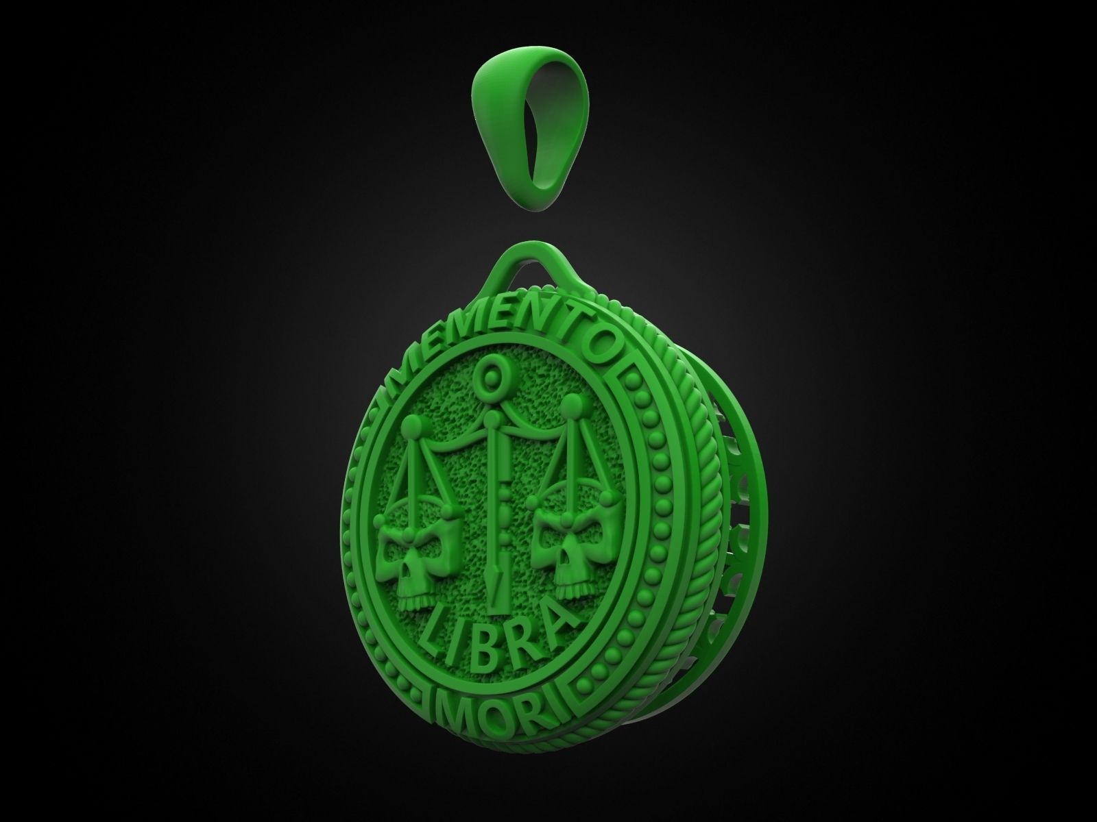 Zodiac skull pendant Libra 3D print model_3