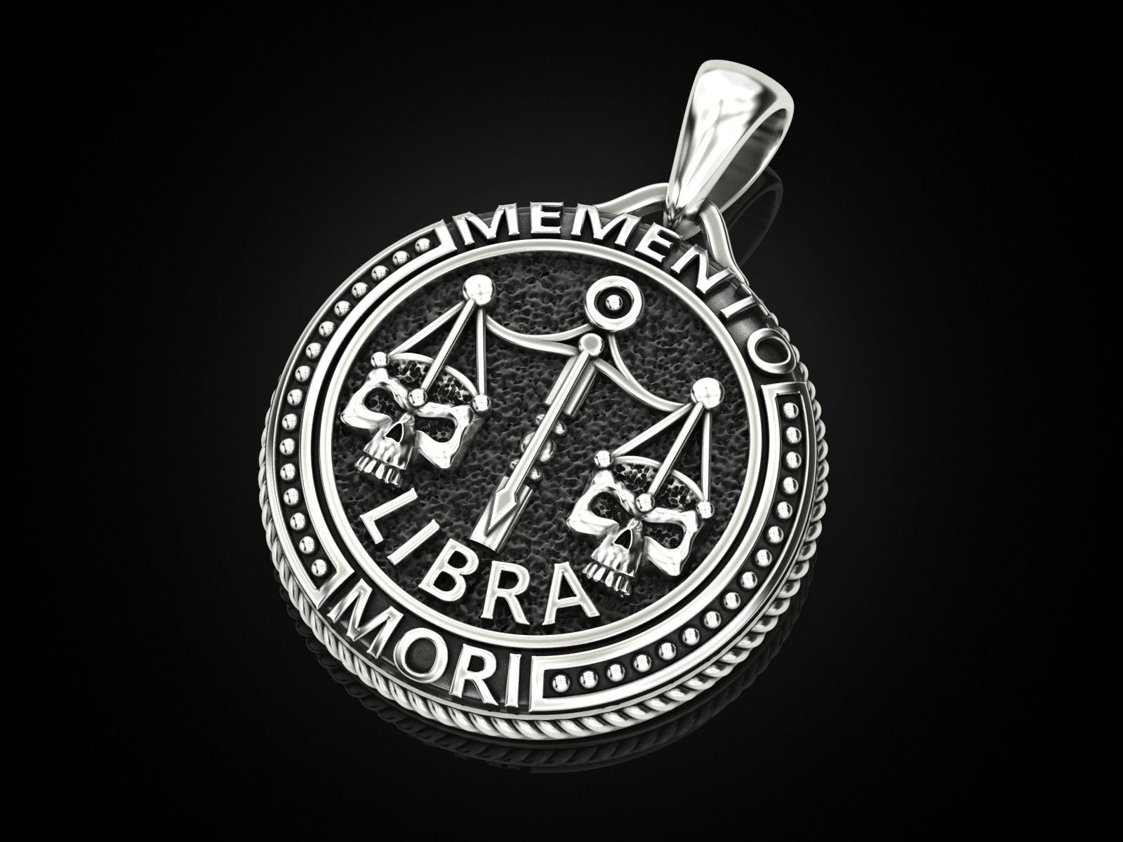 Zodiac skull pendant Libra 3D print model_1