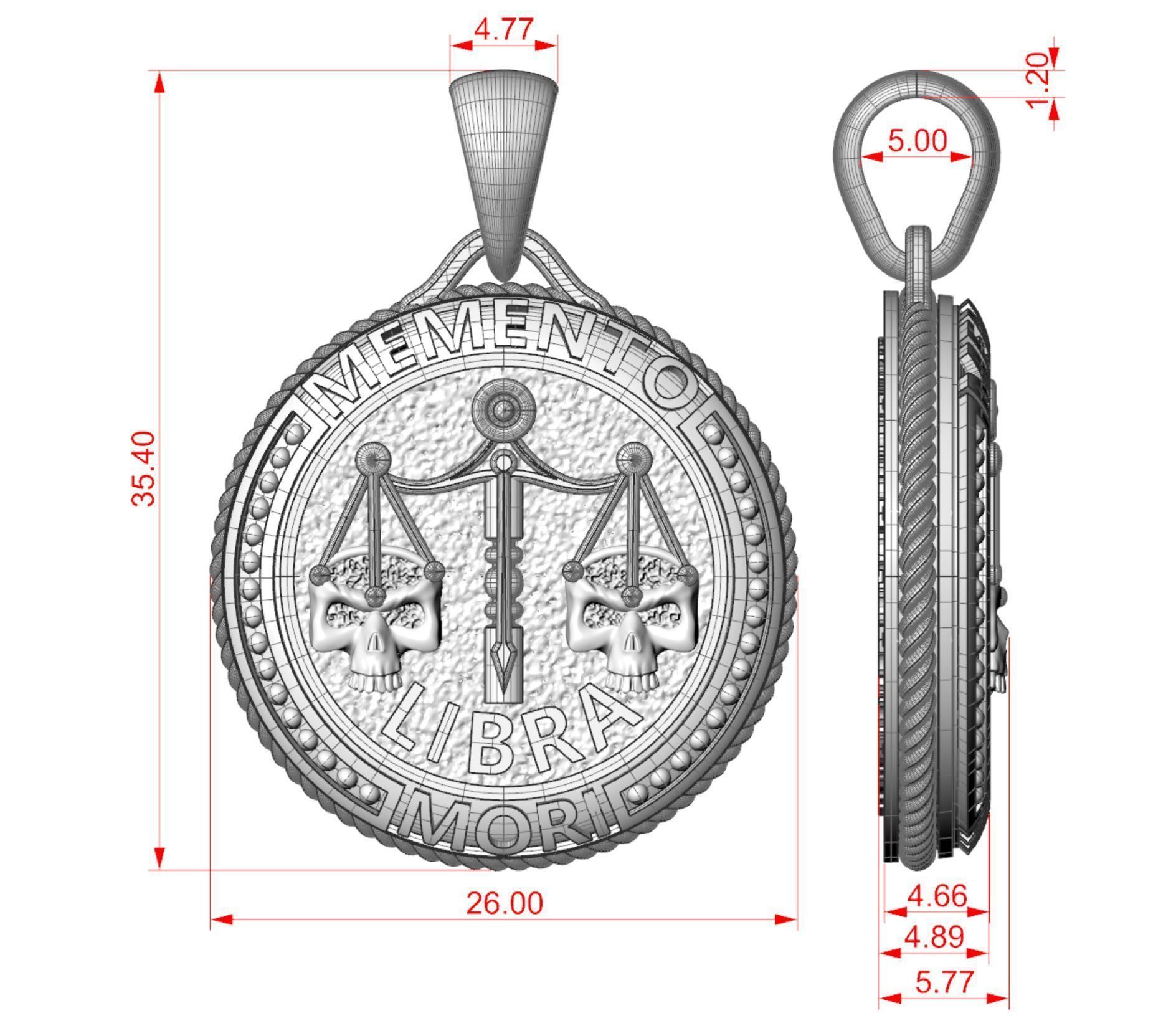 Zodiac skull pendant Libra 3D print model_5