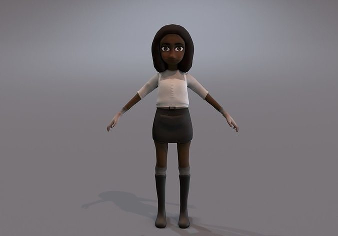 teen black Low-poly 3D model