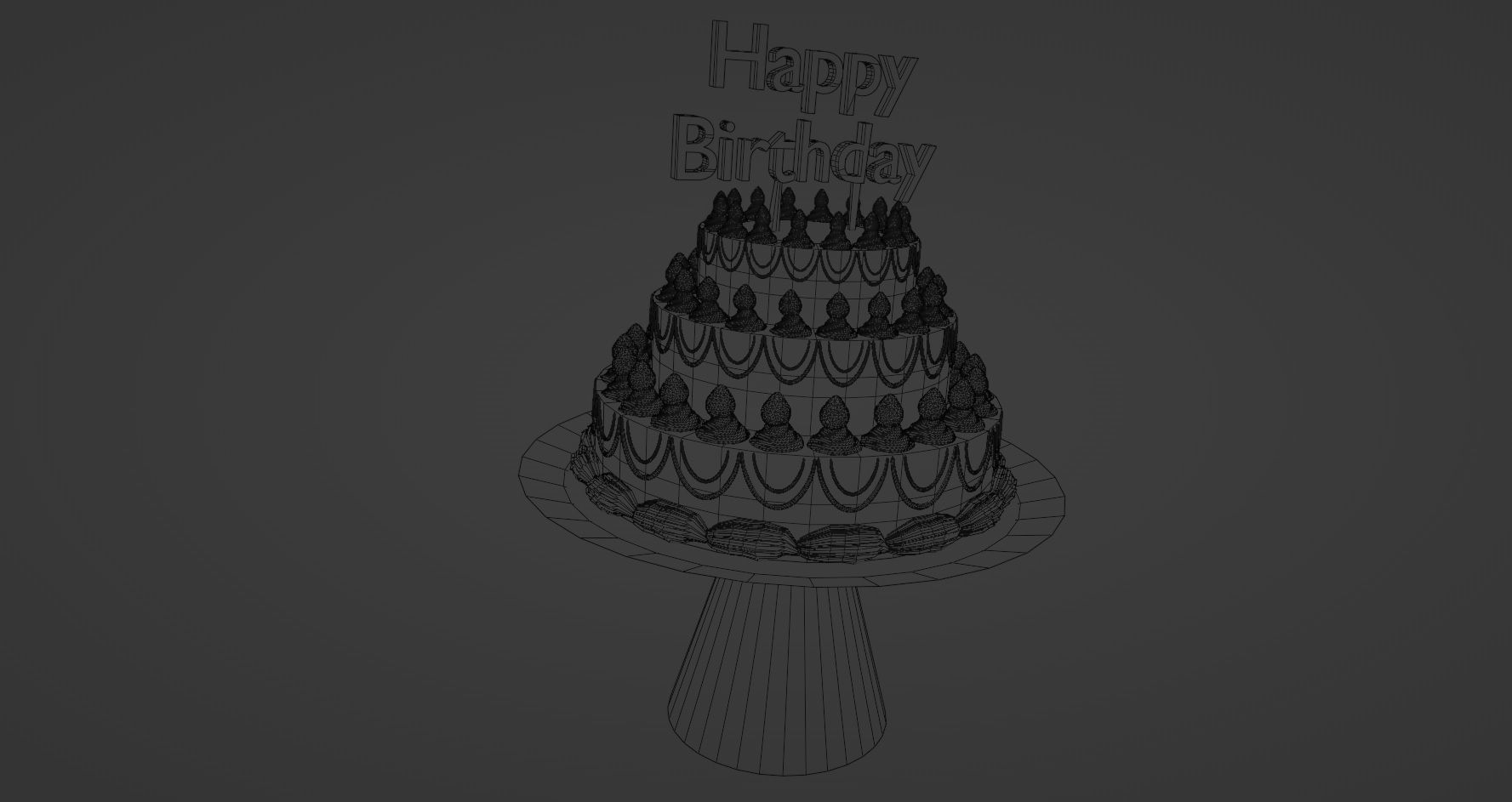 Strawberry Chocolate Birthday Cake Free 3D model_8