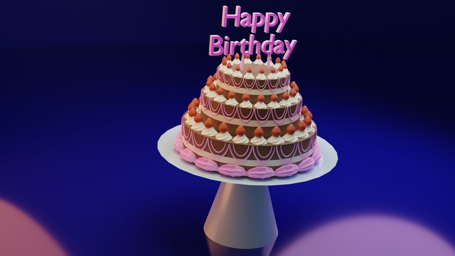 Strawberry Chocolate Birthday Cake Free 3D model_7