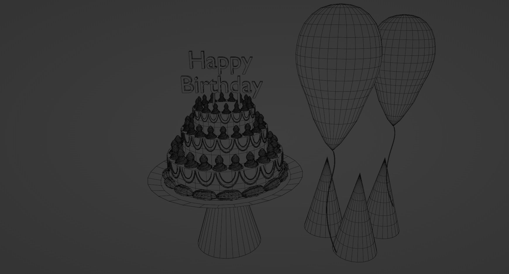 Strawberry Chocolate Birthday Cake Free 3D model_2